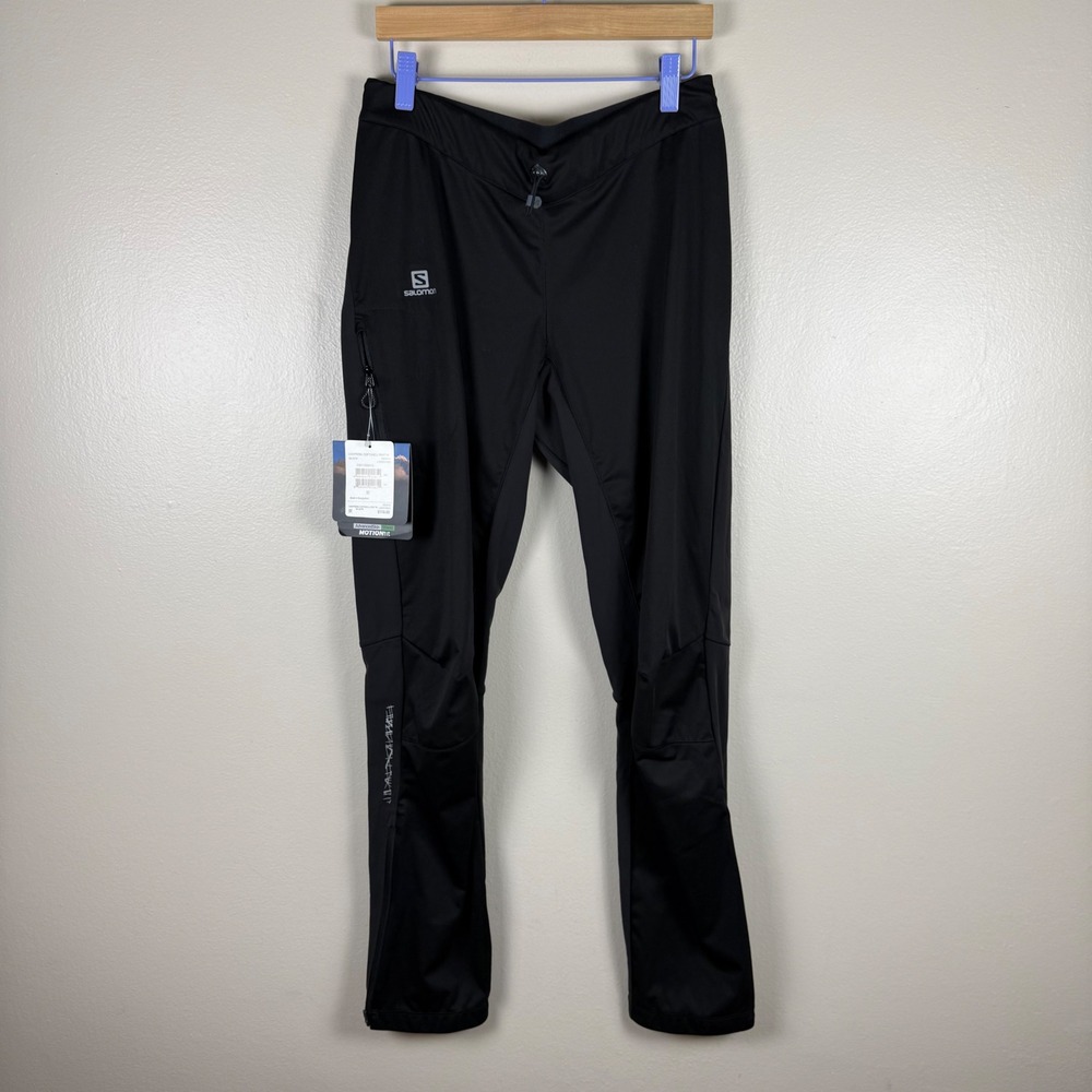 Salomon Women's M Lightning Softshell Pant Black Windproof Outdoors Running NEW